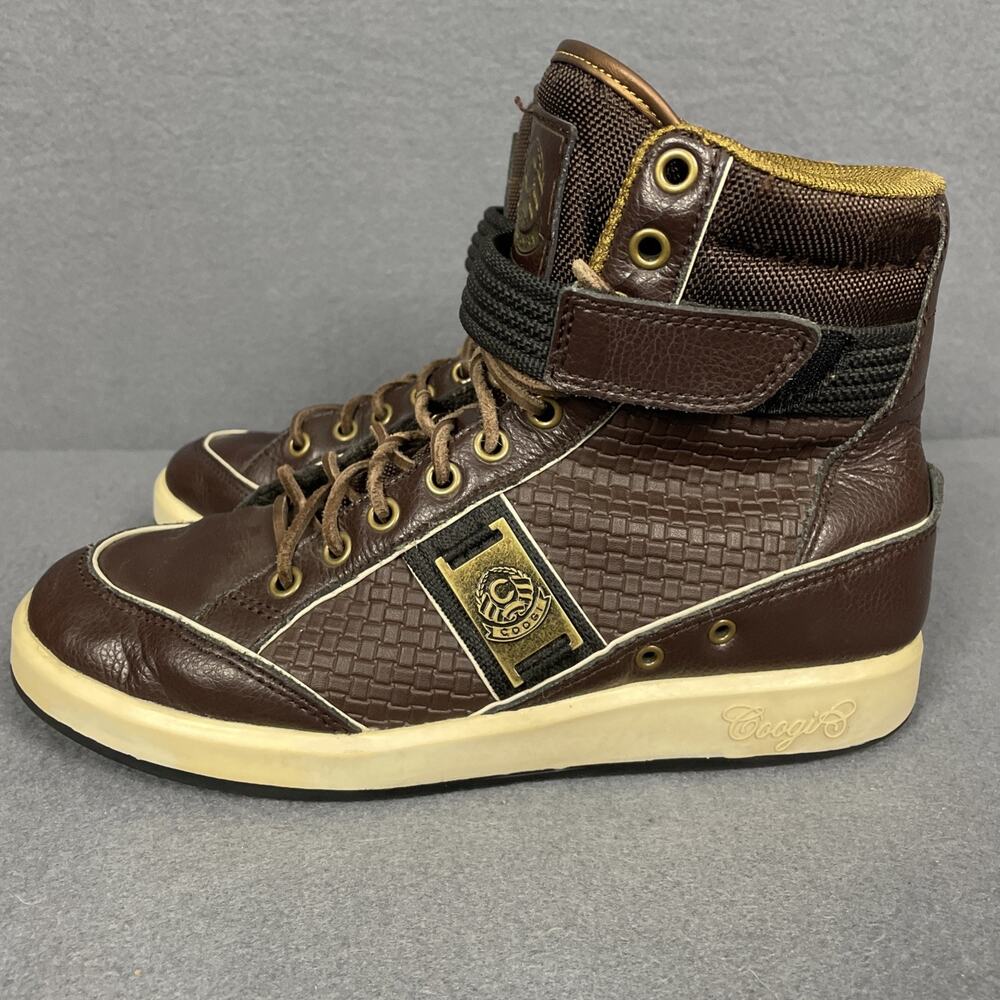 Coogi High Top CM1103 Mens Size 7.5 M Brown Leather Lace Up Strap Sneakers RARE - Picture 11 of 16